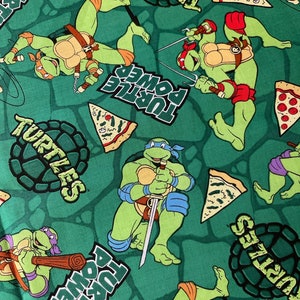 Tessuto di cotone Teenage Mutant Ninja Turtle Turtle Power Pizza Toss 2013 Viacom International Springs Creative Products Stile CP 49239