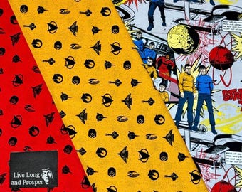 Star Trek Fat Quarter Bundle | Comic, Red, Gold Fabric | Quilting Cotton 3pc Set