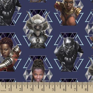 Tessuto di cotone Marvel Black Panther femminile Wakonda Warriors CP67592 Tessuto di cotone Marvel Black Panther femminile Wakonda Warriors Marvel Springs Creative Fuori stampa