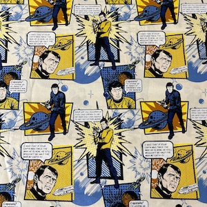 Star Trek Cotton Fabric – 2017 Style 63100302 – Comic Book Panel Print – Camelot Licensed Sci-Fi Fabric