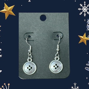 Button Earrings Sewing Earrings Gift Quilter Sewing Machine Crafter Mom Aunt Friend Sister Guild Gift Sewing Theme