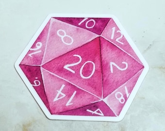 Adesivo in vinile D20, adesivo impermeabile Dungeons and Dragons da 3 pollici