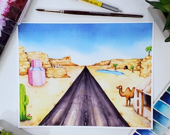 Benvenuti nel deserto di Calico, stampa artistica ad acquerello ispirata a Stardew Valley