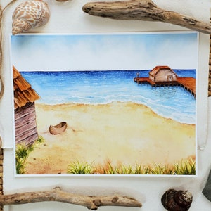 Stardew Valley Beach Watercolor Print, 8x10