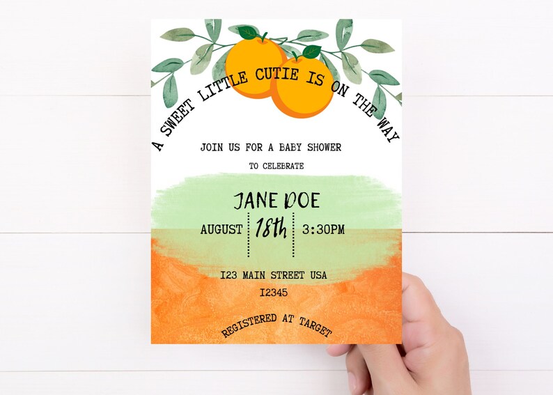 Cutie Themed Baby Shower Invite Digital Etsy