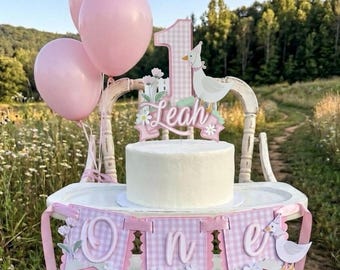 Silly Goose Cake Topper / Silly Goose 1st Birthday / Pink Goose 1st Birthday