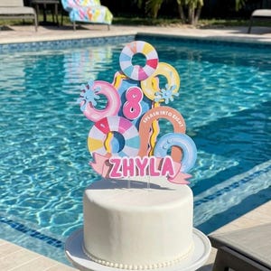 Pool Party Cake Topper / Summer Birthday Decoration