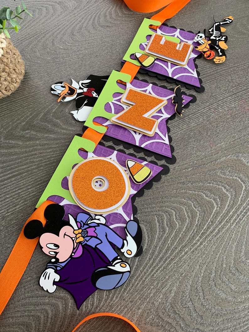 Mickey Mouse Halloween Banner / Mickey Halloween Birthday decor / Mickey Halloween Birthday Party/ Mickey Mouse High Chair Banner bild 2