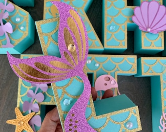 Mermaid 3D Letters / Mermaid Birthday Party / Mermaid Party Decorations