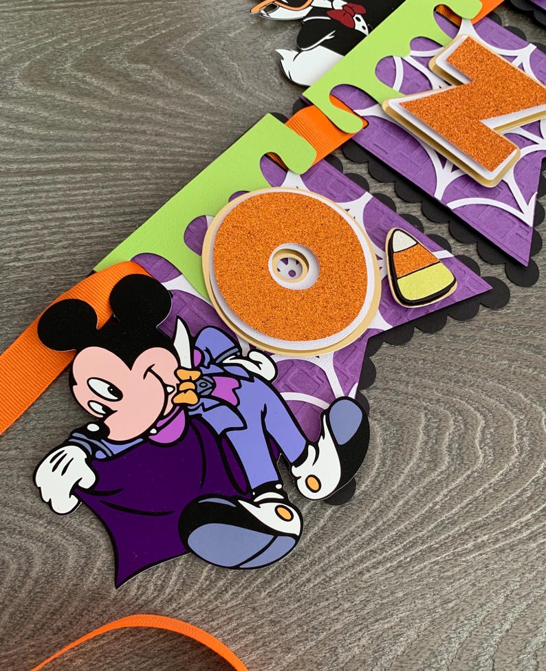 Mickey Mouse Halloween Banner / Mickey Halloween Birthday decor / Mickey Halloween Birthday Party/ Mickey Mouse High Chair Banner bild 5