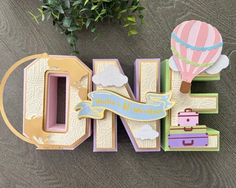First Adventure 3D Letters / Around the world Birthday Decorations  / Travel Birthday Party / Travel Party Decorations