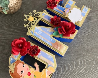 Baby Belle 3D Buchstaben / Die Schöne und das Biest Geburtstagsparty / Die Schöne und das Biest Geburtstagsdeko / Die Schöne und das Biest Deko