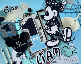 Mickey Mouse   Cake Topper  / Mickey Sketch  Cake Topper  / Mickey  Birthday Party/ Mickey Black and White Decor