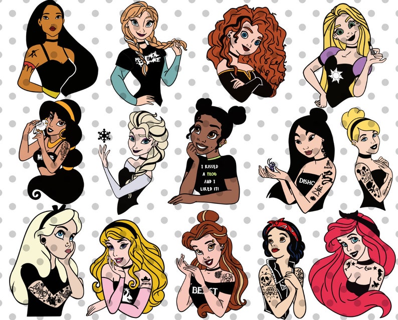 14pcs LAYERED Punk Disney Princess svg disney trip svg | Etsy