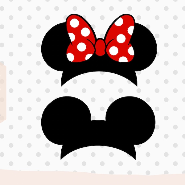 2pcs, Mouse Head SVG, Mouse bow svg