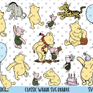 24 piezas, paquete de SVG de Winnie clásico en capas