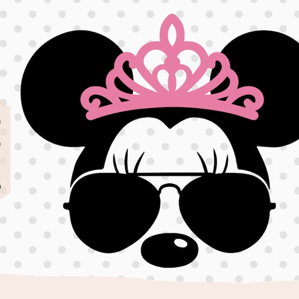 Mouse Princess SVG, Tiara svg, Mouse Tiara svg, princess svg, Mouse Head SVG, Mouse bow svg, Mouse head silhouette, Family trip svg