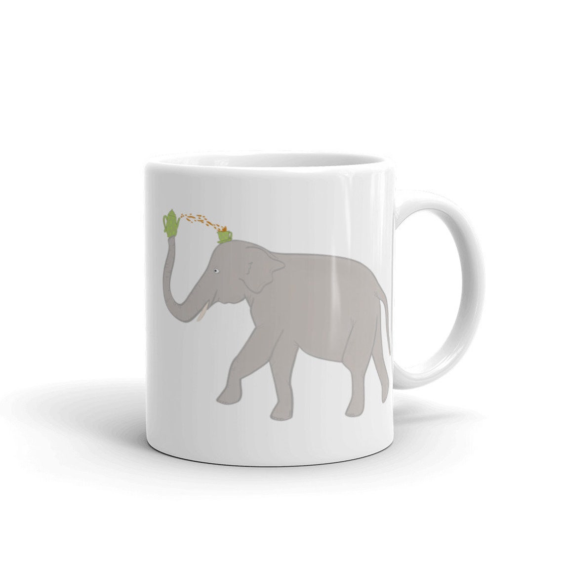 Elephant Tea Party Pal White Glossy Mug Etsy