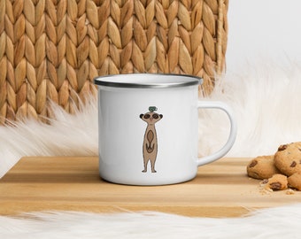 Meerkat Tea Time Enamel Mug