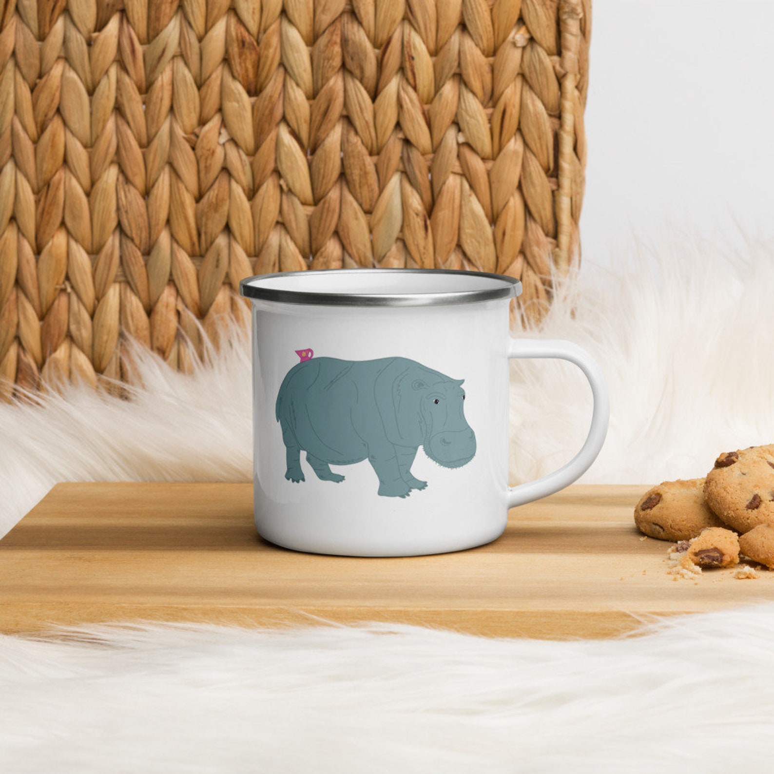 Hippo Tea Party Enamel Mug Etsy