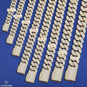 Łańcuszek Moissanite 8-22 MM Prong Miami Cuban Link, kolor VVS1 D, łańcuszek Iced Out, tester diamentów Pass, ręcznie robiony, Bling, Hiphop, prezent, srebro 925