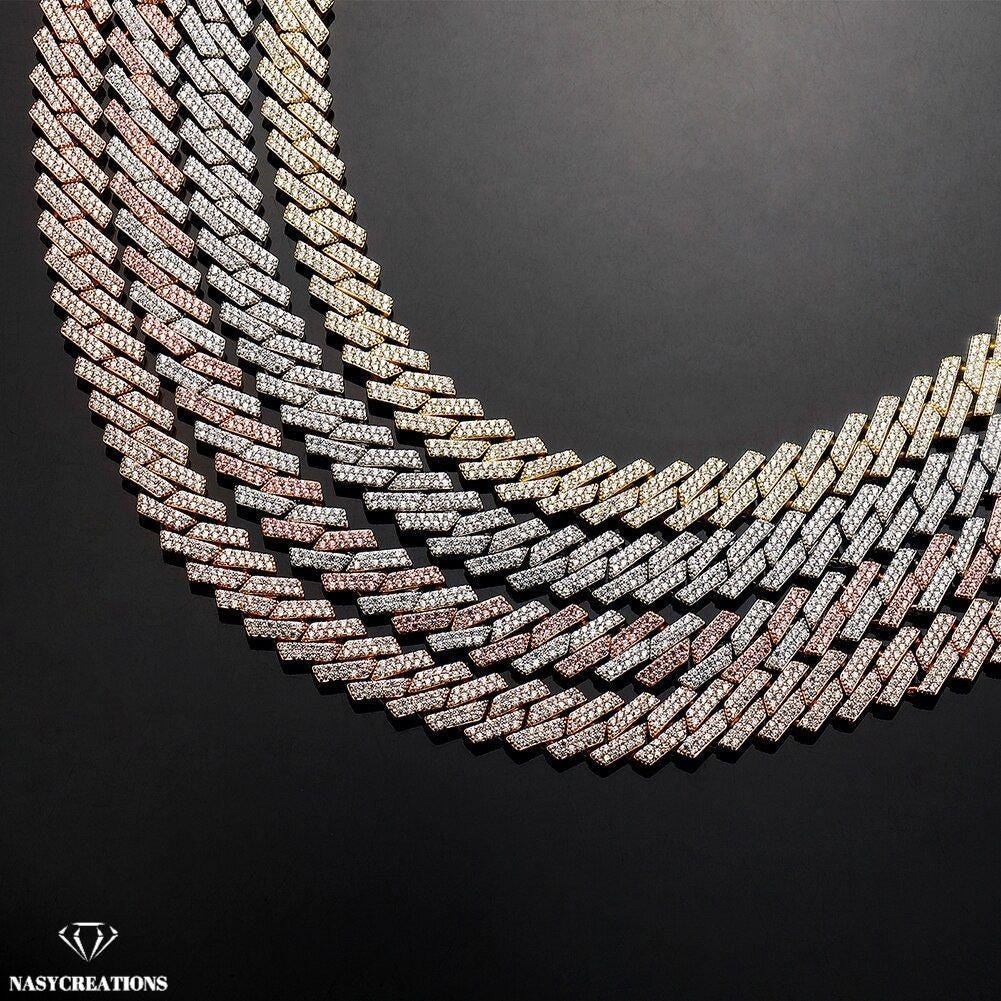 14 MM マイアミ キューバン モアッサナイト チェーン、14k ゴールド