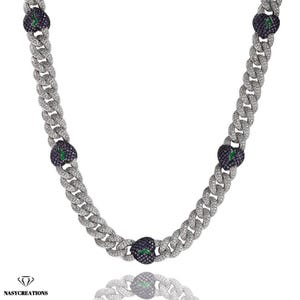 9 mm czarny złamane serce Miami kubański łańcuszek Moissanite, 14-karatowe złoto wypełnione, kolor VVS1 D, łańcuszek Iced Out, tester diamentów Pass, ręcznie robiony 925 srebro