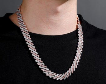 14 MM マイアミ キューバン モアッサナイト チェーン、14k ゴールド