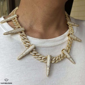 12 MM Shell Stationed Miami Cuban Link Moissanite Chain, VVS1 D Color, Iced Out Chain, Pass Diamond Tester, Ręcznie robiony, Bling, Prezent 925 Silver
