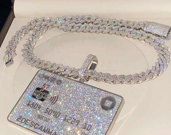 Credit Card Pendant, 2X3 Pendant & 14MM Chain, VVS1 Moissanite