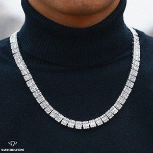 Łańcuszek tenisowy Moissanite o średnicy 8 mm, wypełniony 14-karatowym złotem, kolor VVS1 D, łańcuszek Iced Out, tester diamentów Pass, błyskotka, ręcznie robiony, srebro 925