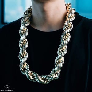 30MM Solid Thick Rope Chain, 14k gold filled, Heavy Chain, Bikers Chain, Handmade Chain, Rapper Chain, Bling, Birthday Gift, 925 Silver