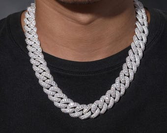 18 MM マイアミ キューバン プロング リンク ビッグ モアッサナイト