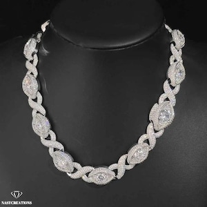 15 mm diamentowy łańcuszek Moissanite z ogniwami nieskończoności, 14-karatowe złoto, kolor VVS1 D, Iced Out, Pass Diamond Tester, ręcznie robiony łańcuszek, srebro 925