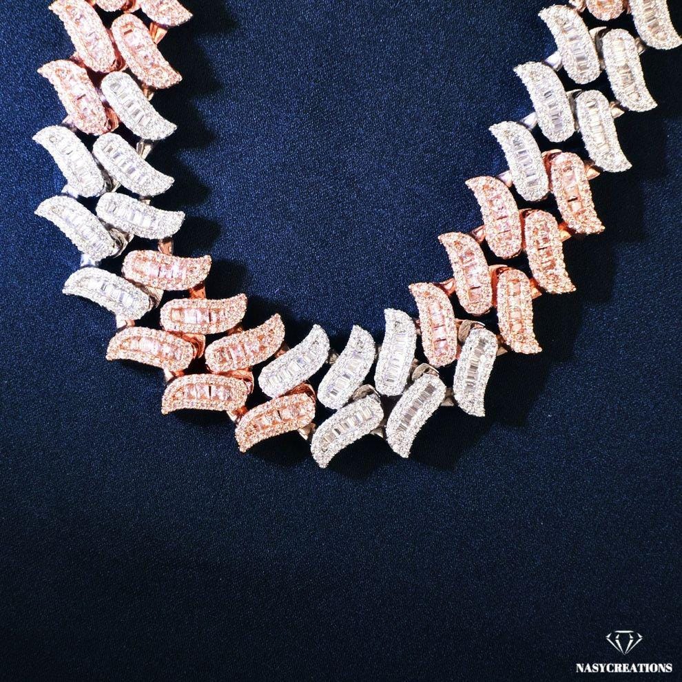 18 MM スパイク マイアミ キューバン モアッサナイト チェーン、14k