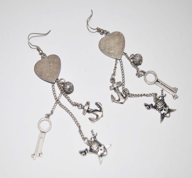 Unique Metal Charm Earrrings with Skulls