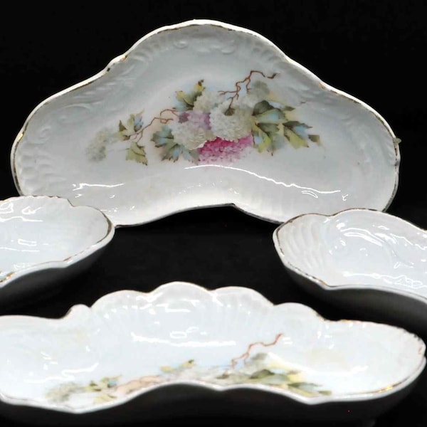 Floral Crecent Porcelain Bone Dishes
