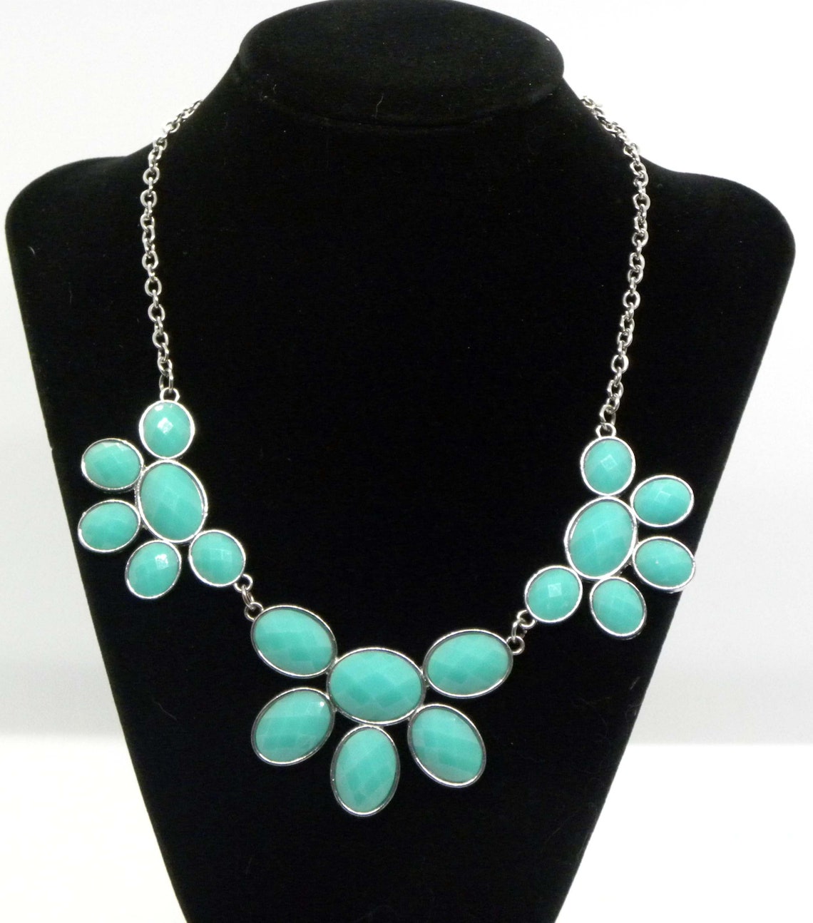 Turquoise Bib Necklace Signed C - Etsy