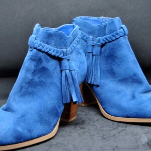 Ladies Blue Suede Fashion Boots