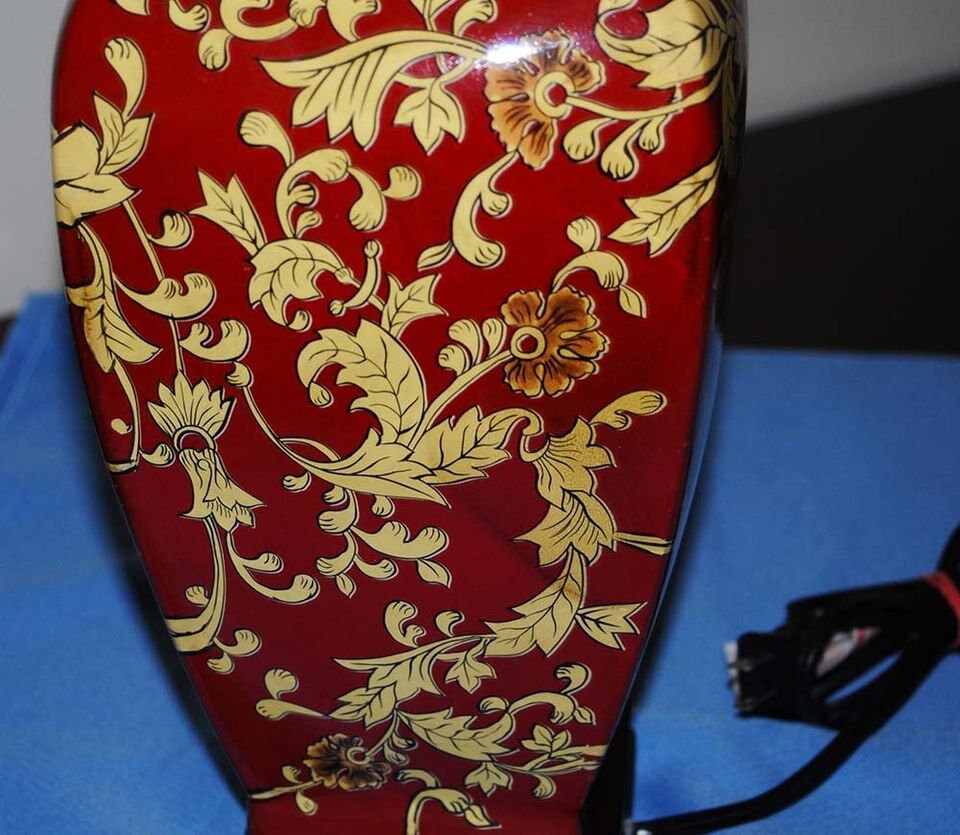 Burgundy and Gold Lamp Without Shade Etsy