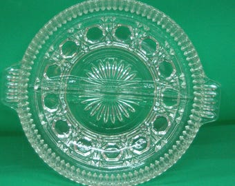 Pressed Glass Two Section Relish Dish