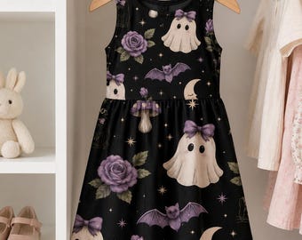 Spookjurk voor meisjes, zwarte katten Halloweenjurk, heksenjurk voor kinderen, alternatieve peuterjurk
