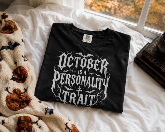 October Shirt, Gothic Halloween Tee, Spooky Season Shirt, Alternative Fall Graphic Tee, Halloween Lover Gift