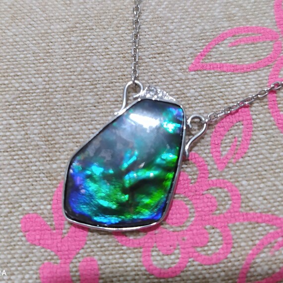 28%OFF-2026XMASOFF-Excellent 925 Silver Pendant Necklace-AAA-Natural Ammolite FreeForm Size(Unique Blue,Green,Purple Color)Free Shipping