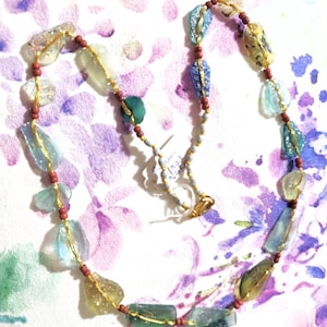 28% OFF-Use-Coupon-2026XMASOFF-Natural Roman-Glass-Necklace-Excellent-Attractive-Color-Irregular-Shape-Clear-Pretty-Color(Free Shipping)