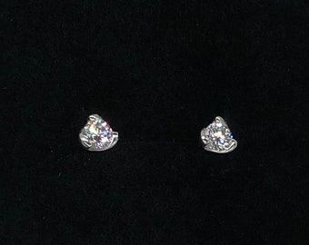 Sterling Silver CZ Stud Earrings - Cubic Zirconia Studs - Stocking Filler - Christmas Present for Her - Silver Gem Stud Earrings