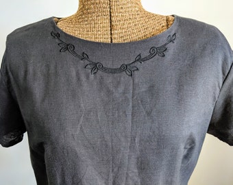 90s Black Linen Top