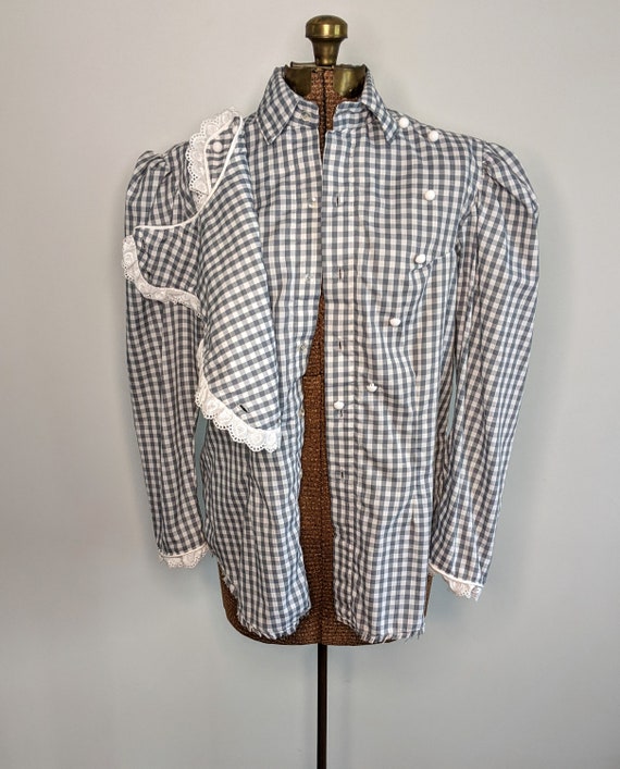 Late 70s Early 80s Western Gingham Eyelet Heart T… - image 6
