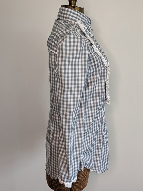 Late 70s Early 80s Western Gingham Eyelet Heart T… - image 3