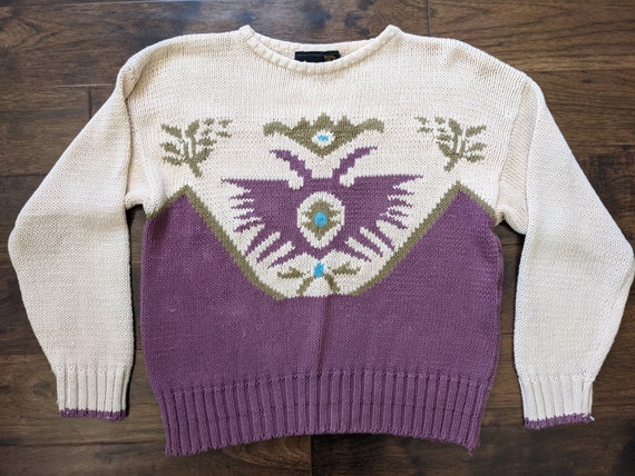 80s Lizsport Tribal Mauve Cream Brown and Turquois